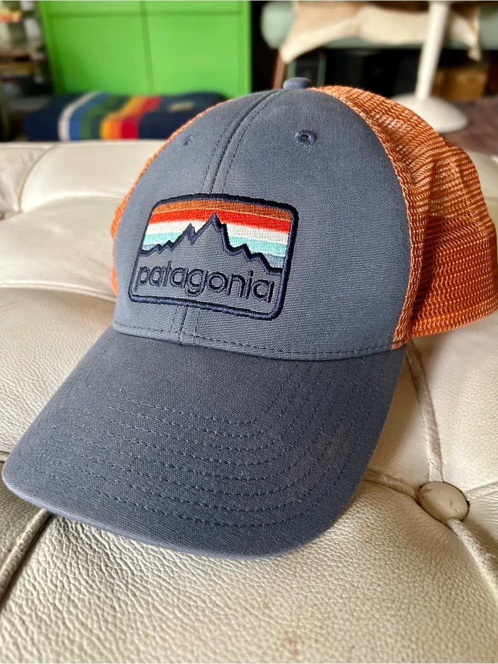 Patagonia Blue Front Cap with Orange Mesh